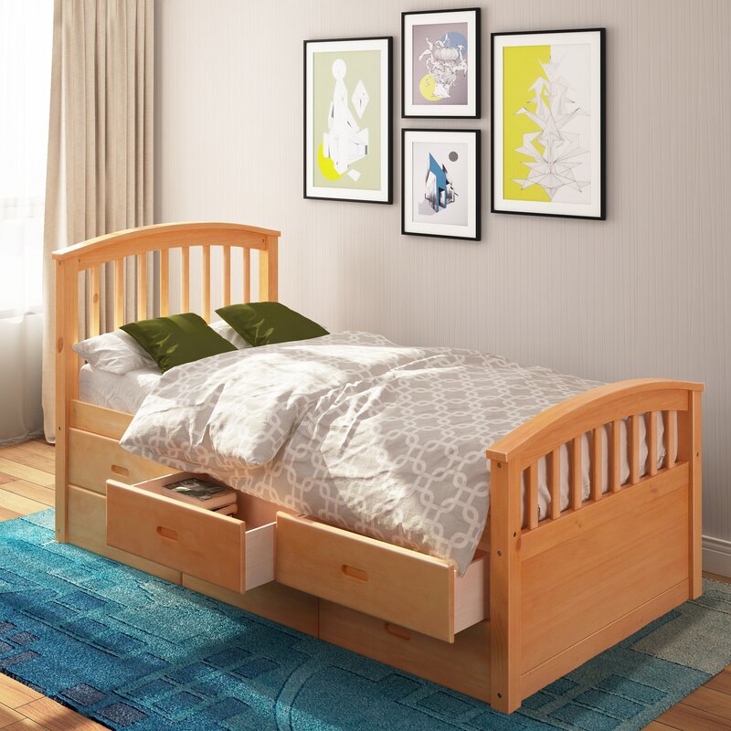 Red Barrel Studio® Bed With Storage Drawers, Wooden Bed Frame